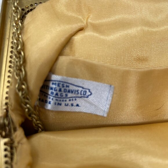 Vintage Whiting & Davis Gold Mesh Evening Bag Clutch PurseChain Strap Kiss Lock - Picture 4 of 7